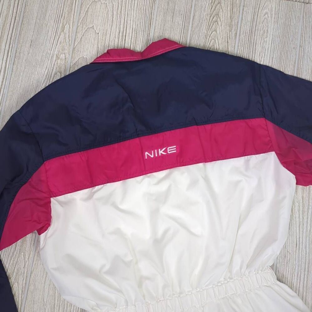 VTG 80s Nike Windbreaker Medium Color Block Track Jacket Pink Blue White Swoosh - Picture 6 of 9